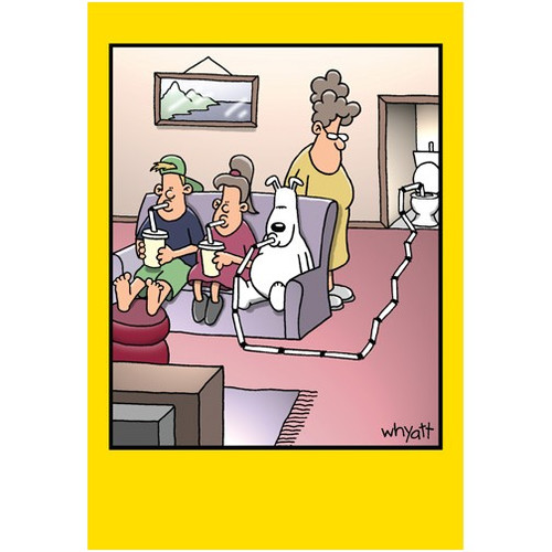 Dog with Straw Funny / Humorous Tim Whyatt Birthday Card
