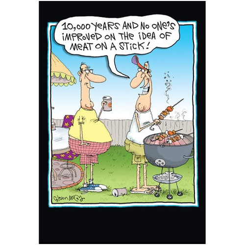 Meat on a Stick Funny / Humorous McCoy Bros Father's Day Card: 10,000 years and no one's improved on the idea of meat on a stick!