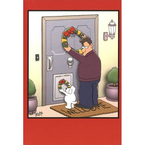 Dog Wreath Funny / Humorous Christmas Card