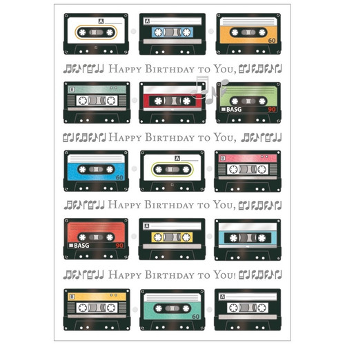 Five Rows of Cassette Tapes Birthday Card: Happy Birthday to You