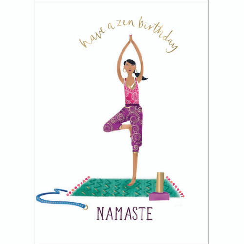 Yoga Woman Zen Birthday Card for Her / Woman: Have a zen birthday - Namaste