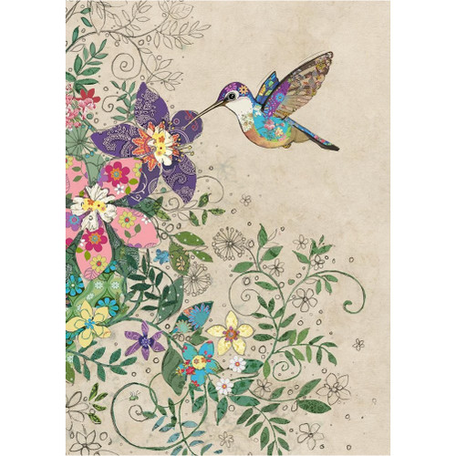 Tropical Hummingbird and Purple Flower Blank Note Card