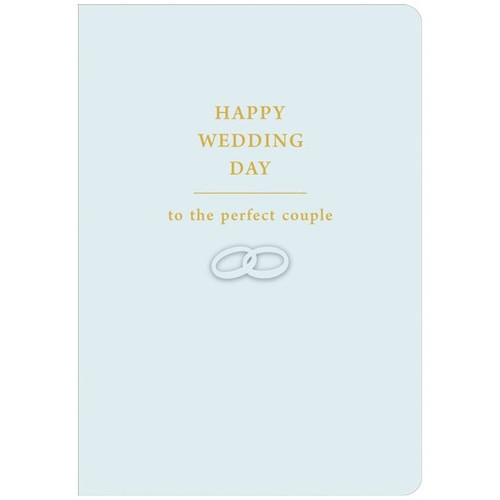 Embossed Rings on Light Blue Wedding Congratulations Card: Happy Wedding Day to the perfect couple