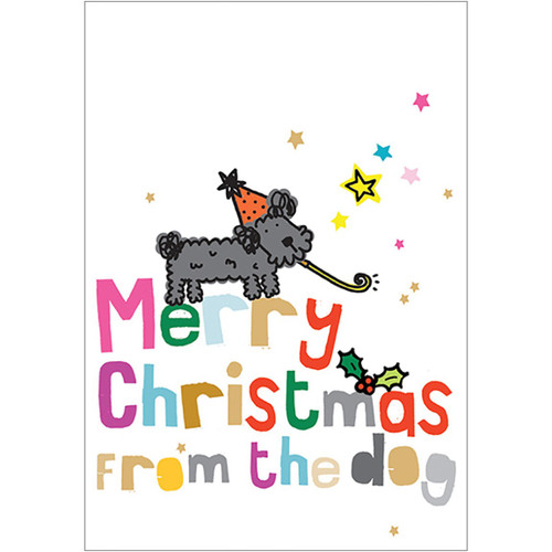 Dog Blowing Party Horn Cute Christmas Card from the Dog: Merry Christmas From the Dog