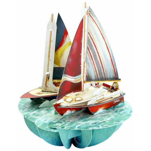 Sailing : 2 Sail Boats on Water Santoro Pirouettes 3D Pop Up Keepsake Greeting Card