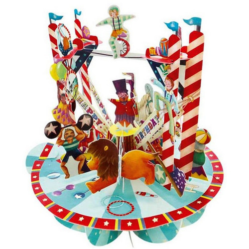 Circus : Lion, Strong Man, High Wire, Trapeze Santoro Pirouettes 3D Pop Up Keepsake Birthday Card: Happy Birthday
