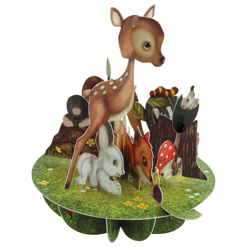 Baby Forest Animals : Deer, Rabbit, Fox 3D Pop Up Santoro Pirouettes Blank Note Card