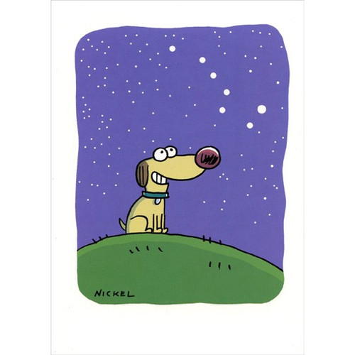 Dog Looking At Constellation Funny Thank You Card: (Visual: Dog looking at the stars)