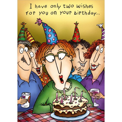 Two Wishes For You Funny Feminine Birthday Card | PaperCards.com