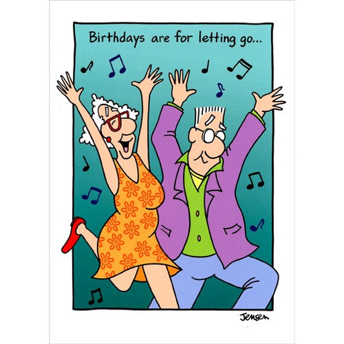 Couple Letting Go Funny Birthday Card: Birthdays are for letting go…