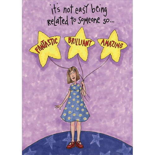 Fantastic Brilliant Amazing Balloons Funny Relative Birthday Card for Her: It's not easy being related to someone so… Fantastic - Brilliant - Amazing