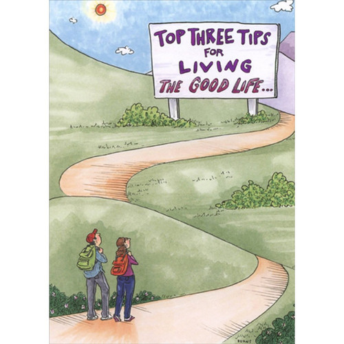 Top Three Tips for Good Life Funny / Humorous Anniversary Card: Top Three Tips For Living The Good Life…