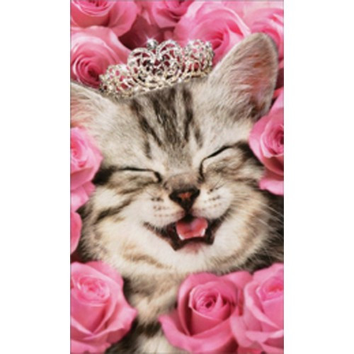 Kitten Face Flowers Tiara Mini Blank Gift Enclosure Card