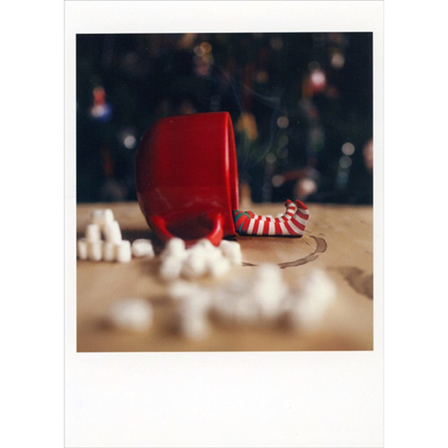 Tipped Red Mug, Marshmallows and Striped Socks Cute Funny / Humorous Box of 10 Christmas Cards