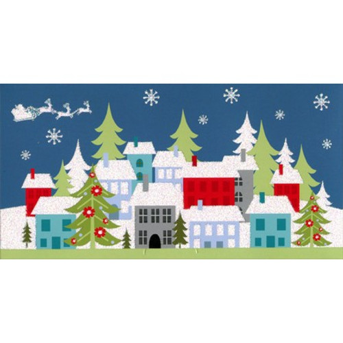 Glitter Roof Tops Christmas Money / Gift Card Holder Card