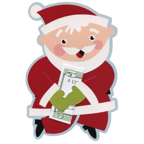 Santa Money Grabber Christmas Money / Gift Card Holder Cards (6 Pack)