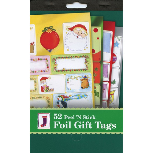 52 Peel 'n Stick Foil Self Stick Christmas Gift Tags