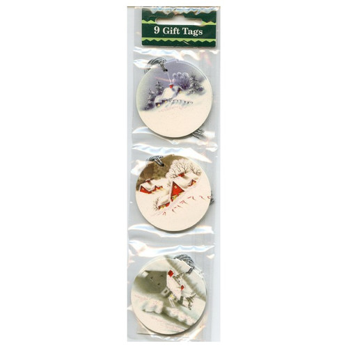 9 Vintage Painting Christmas Gift Tags with String