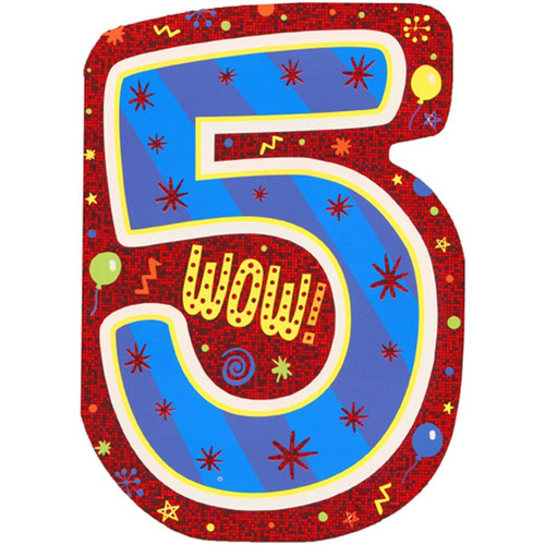Wow Five Die Cut Foil Age 5 / 5th Birthday Card: WOW! 5