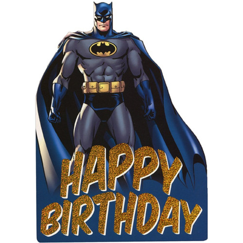 Batman with Blue Cape Die Cut Foil Superhero Birthday Card For Kids: HAPPY BIRTHDAY