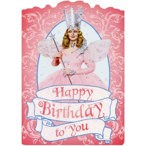 Glinda Sparkling Pink Die Cut Glitter Wizard of Oz Birthday Card For Her / Girls: Happy Birthday to you