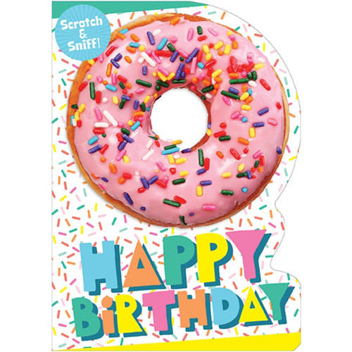 Pink Donut Scratch and Sniff Birthday Card For Kids: Happy Birthday