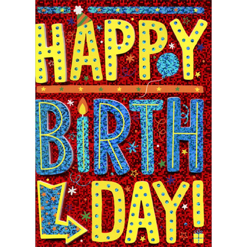 Happy Birthday Tip On 3D Lettering Birthday Card: Happy Birthday!