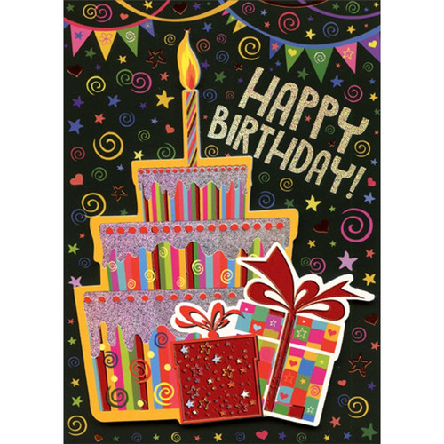 Birthday Cake Tip On 3D Birthday Card: Happy Birthday!