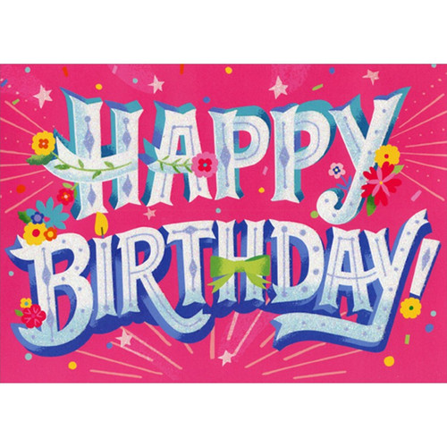 Sparkling Happy Birthday on Pink Juvenile Birthday Card for Girls : Kids : Children: Happy Birthday!