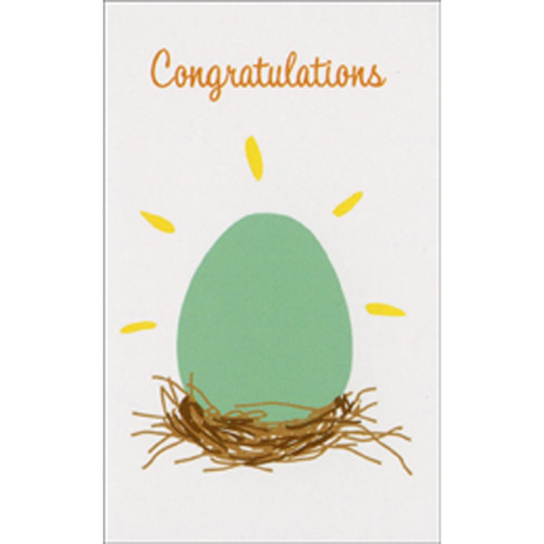 Egg In Nest New Baby Gift Enclosure Mini Blank Card: Congratulations