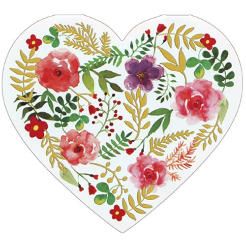 Floral Heart Die Cut Flower Blank Note Card