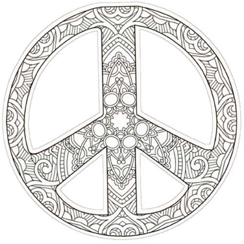 Peace Sign Coloring Card Die Cut Blank Note Card