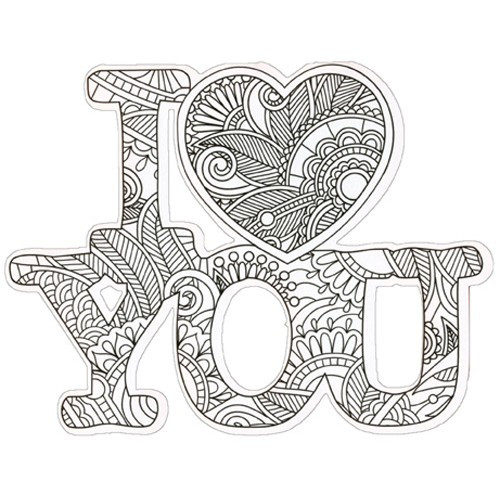 I Heart You Coloring Card Die Cut Blank Note Card