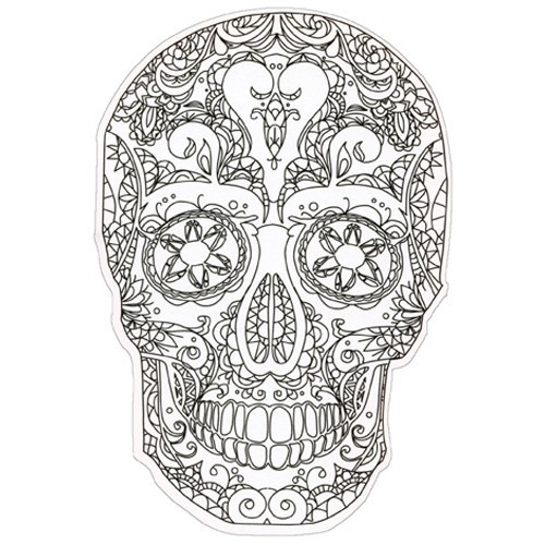 Skull Coloring Card Die Cut Blank Note Card