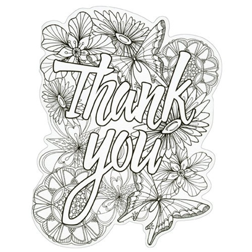 Thank You Die Cut Coloring Card Blank Note Card