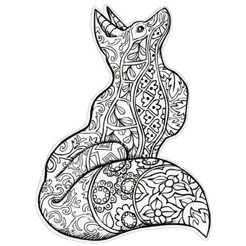 Fox Die Cut Coloring Card Blank Note Card