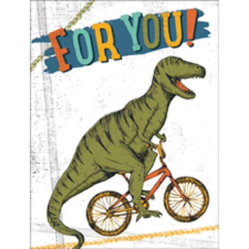Dinosaur on Bike Mini Blank Gift Enclosure Card For Kids: FOR YOU!