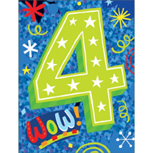 Wow Four Mini Blank Age 4 Gift Enclosure Card: wow! 4