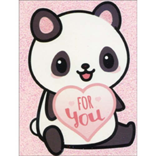 Cute Panda with Heart Mini Blank Gift Enclosure Card For Girls: FOR You