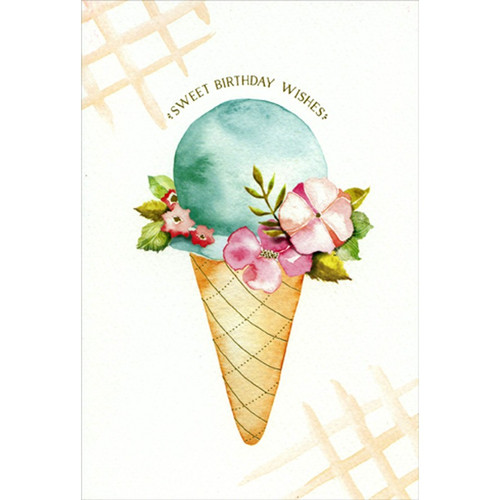 Sweet Birthday Wishes Ice Cream Cone Happy Buddha Feminine Birthday Card for Her / Woman: Sweet Birthday WIshes