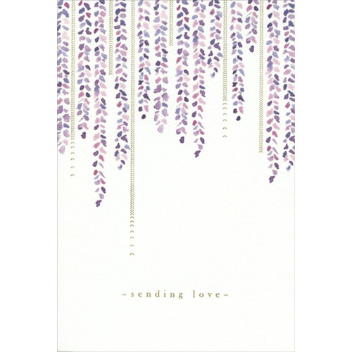 Purple Garland Flowers Happy Buddha Sympathy Card: ~ sending love ~