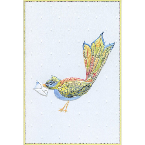 Ornate Yellow Bird Bright and Colorful 'Jane' Thank You Card