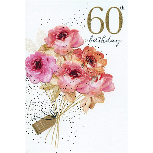 Shimmering Rose Bouquet Sara Miller Feminine 60th Birthday Card for Her ...