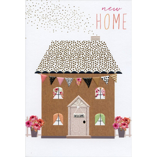 New Home With Banners Sara Miller New Home Congratulations Card: new HOME