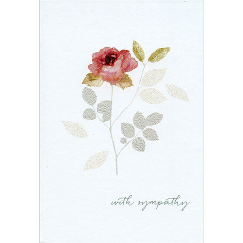 Single Rose with Sympathy Sara Miller Sympathy Card: with sympathy