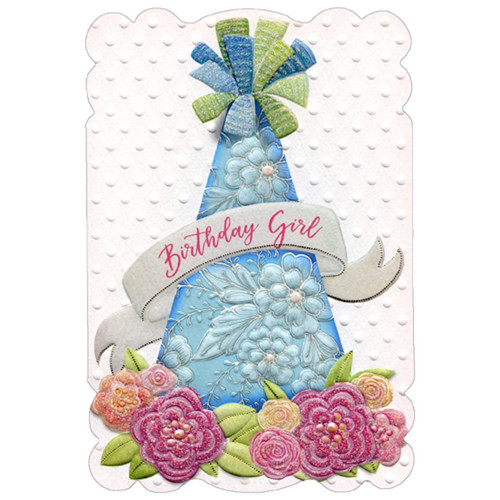 Birthday Girl Party Hat Sienna Garden Die Cut Feminine Birthday Card for Her / Woman: Birthday Girl