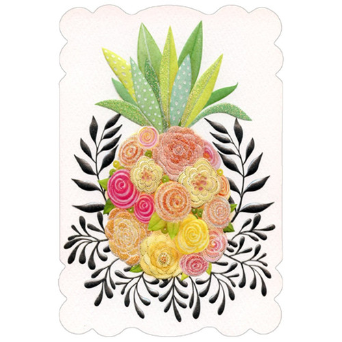 Floral Pineapple Sienna Garden Die Cut Thank You Card