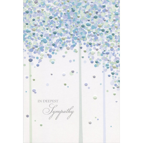 Blue, Green and Purple Dotted Trees Sympathy Card: IN DEEPEST Sympathy