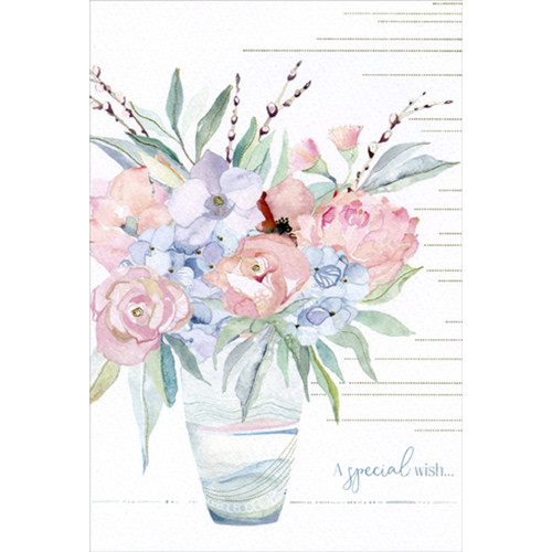 Watercolor Flowers and Pussy Willows Vase Michelle Rummel Feminine Birthday Card for Her / Woman: A special wish…