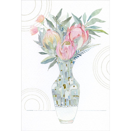 Mosaic Vase with Large Bulb Flowers Michelle Rummel Feminine Birthday Card for Her / Woman